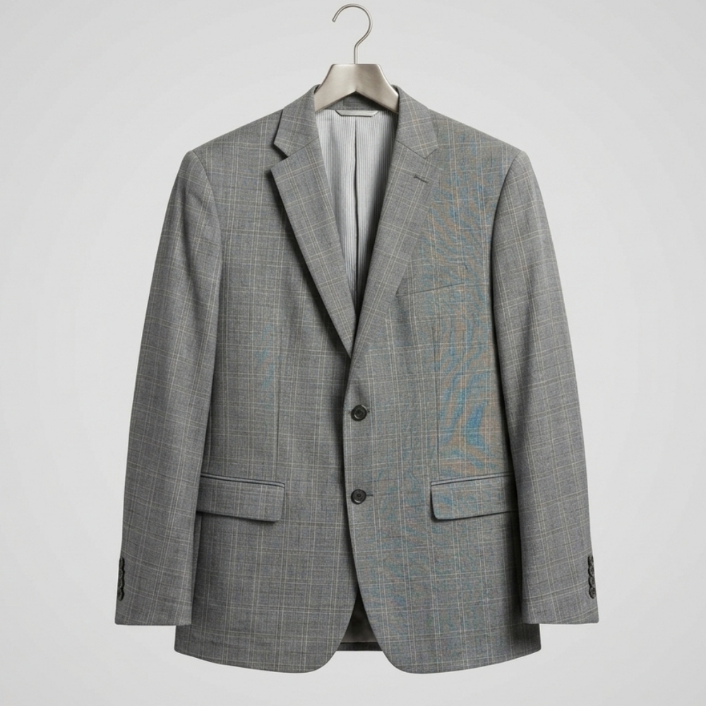 44R/S Banana Republic Tailored Fit Wool Plaid Blazer Sport Coat Grey